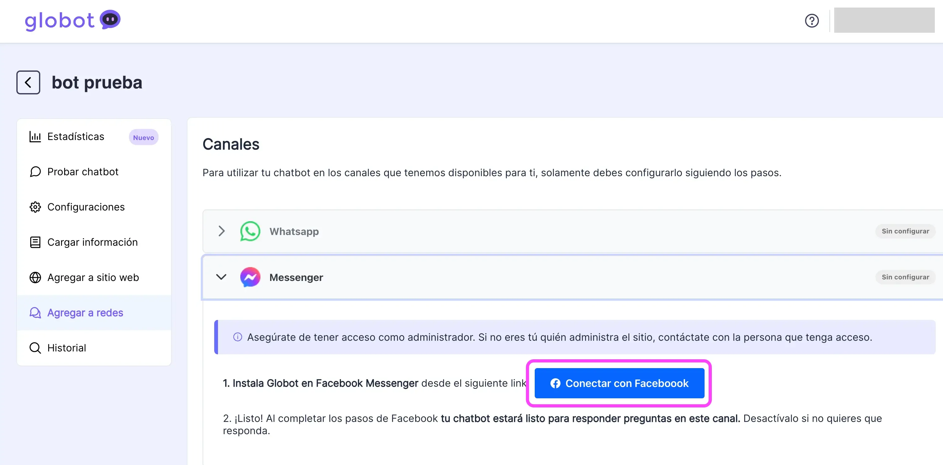 Conexión con Facebook