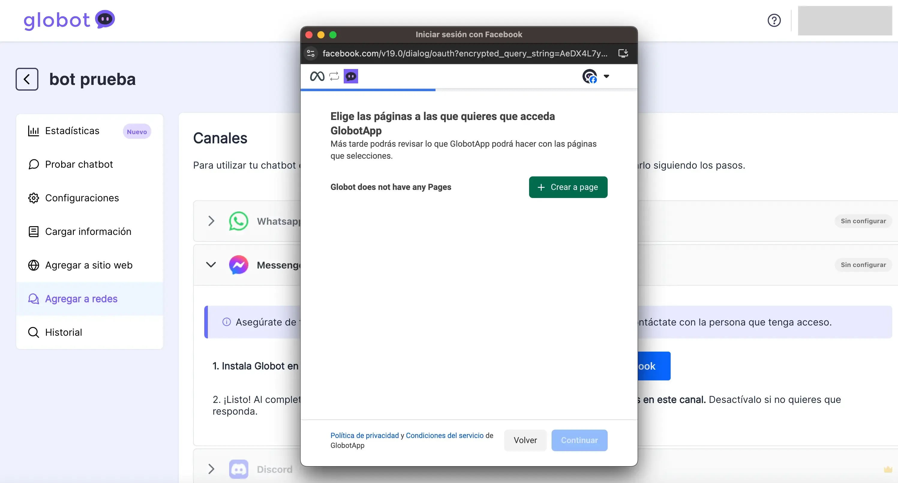 Conexión con Facebook