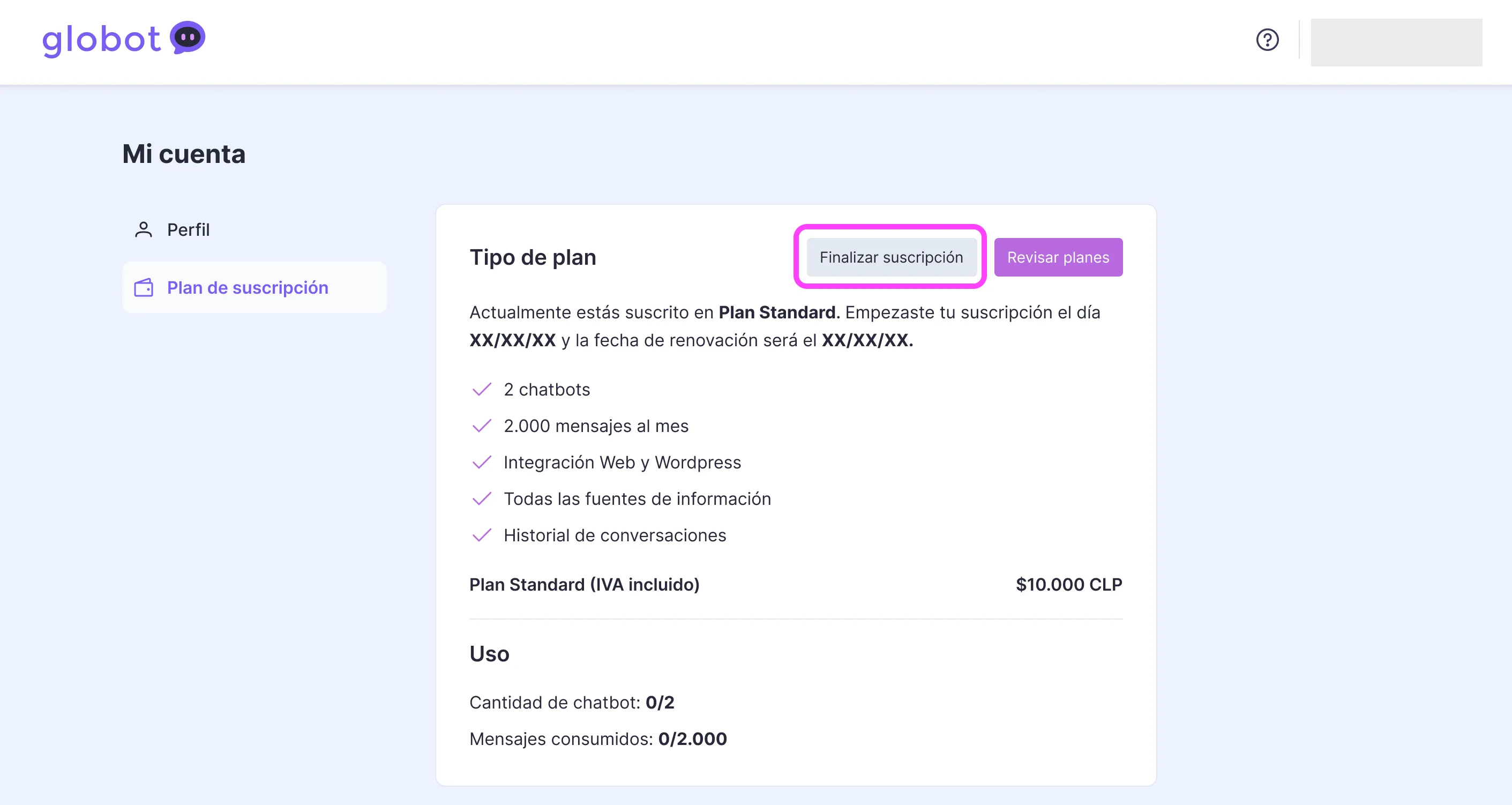 Cambios de planes y cancelación